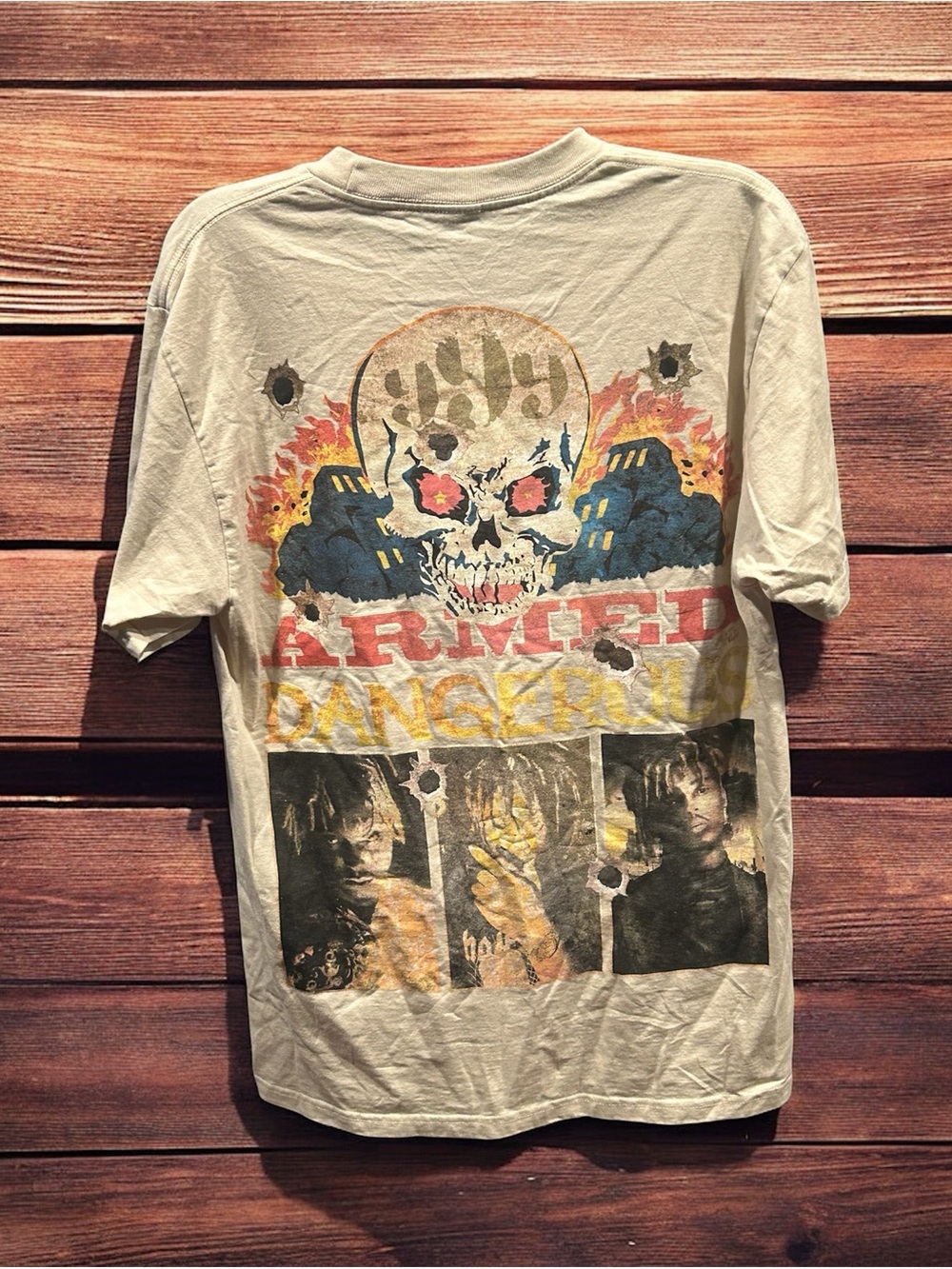 Juice WRLD Armed & Dangerous Shirt Medium Official 999 Club Graphic Tee Cream